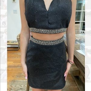 2 Piece sparks dress with beaded waist bands
